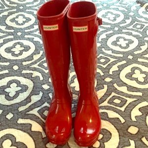 New Women’s Red Tall Glossy Rain Boots